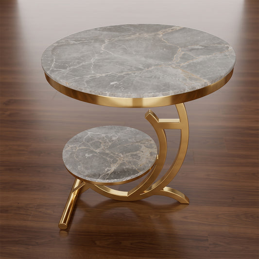 Tier Sculptural Marble Side / End Table