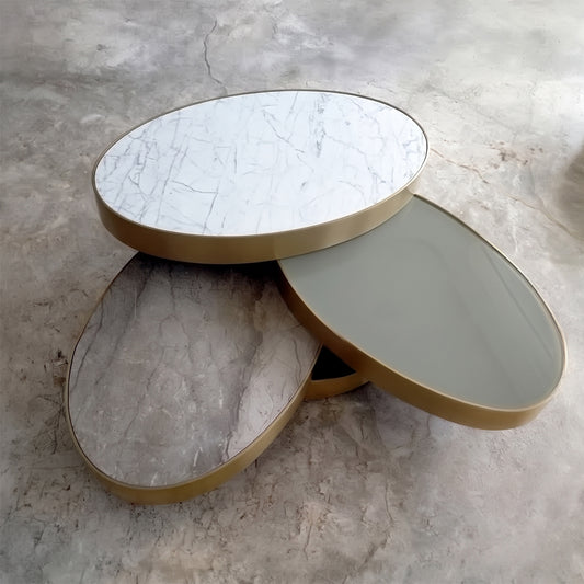 Multi-Tier Marble & Glass Center Table