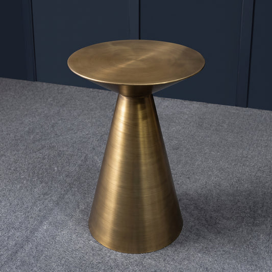 Conical Antique Brass / Spun Metal Accent Side Table